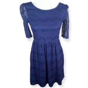 BY & BY COBALT BLUE LACE DRESS SZ.M EUC.